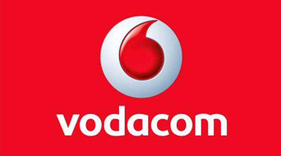 Red Vodacom logo on a red background.