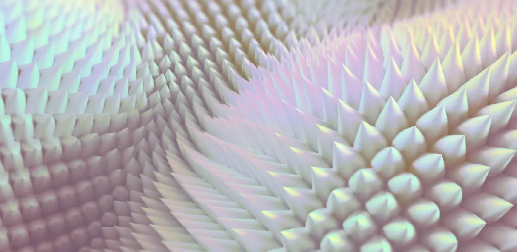 Abstract image of a pastel-colored, spiky, and textured surface. The soft purples and pinks create a calm, ethereal, and dreamlike atmosphere.