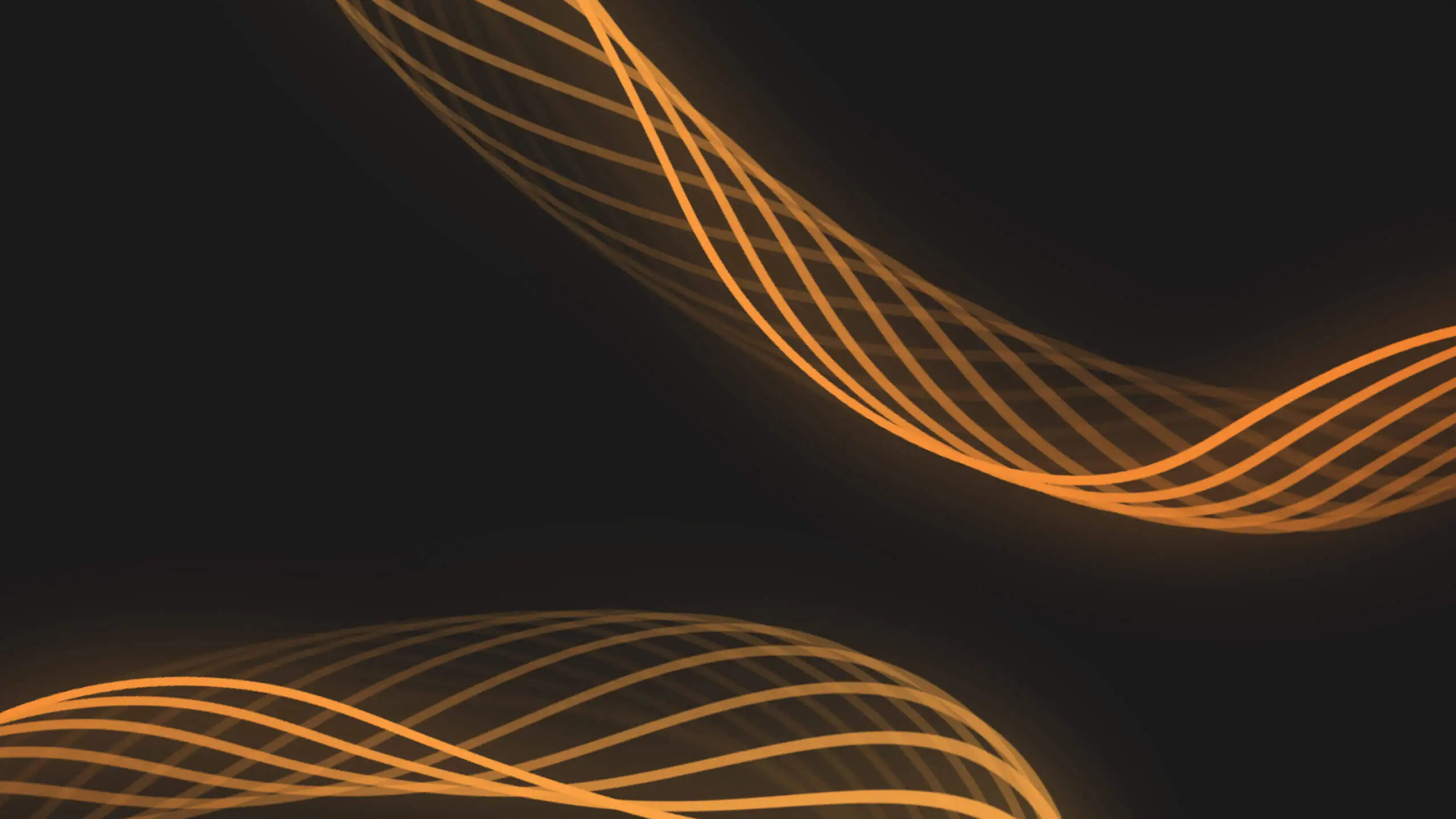 Abstract image with flowing orange waves on a black background. The curves create a dynamic, vibrant feel, suggesting motion and energy.