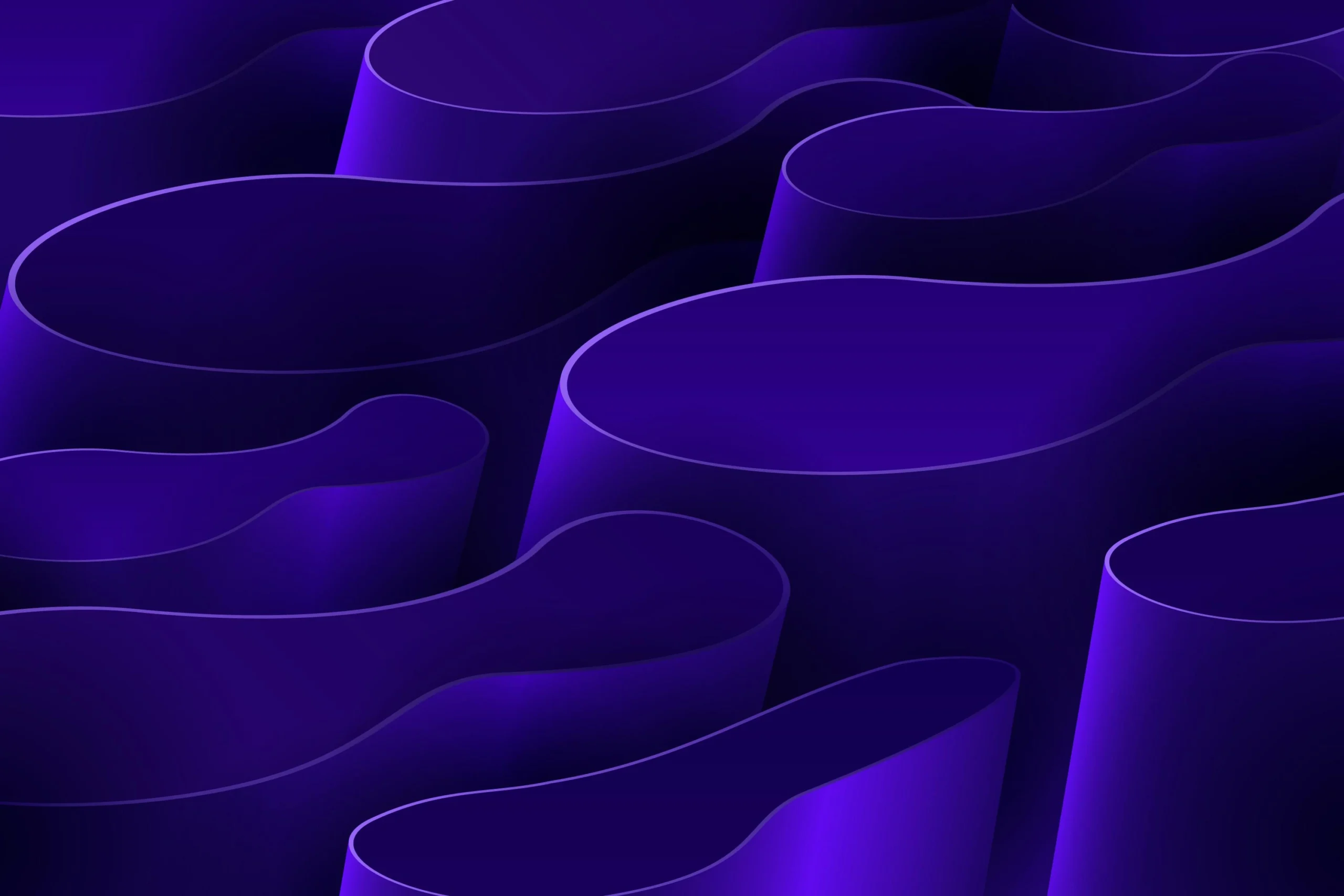 Dark abstract image with flowing purple waves creating a sense of depth and movement.